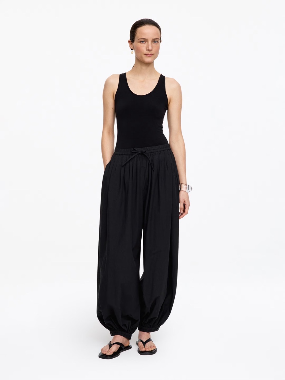 Arket Black Wide-Leg Balloon Drawstring Pants BNWT -SMALL